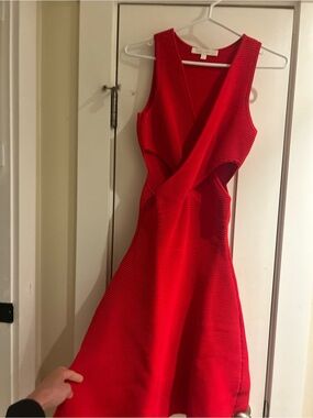 Jonathan Simkhai Red bandage crisscross top Twist Fit & Flare Dress Small